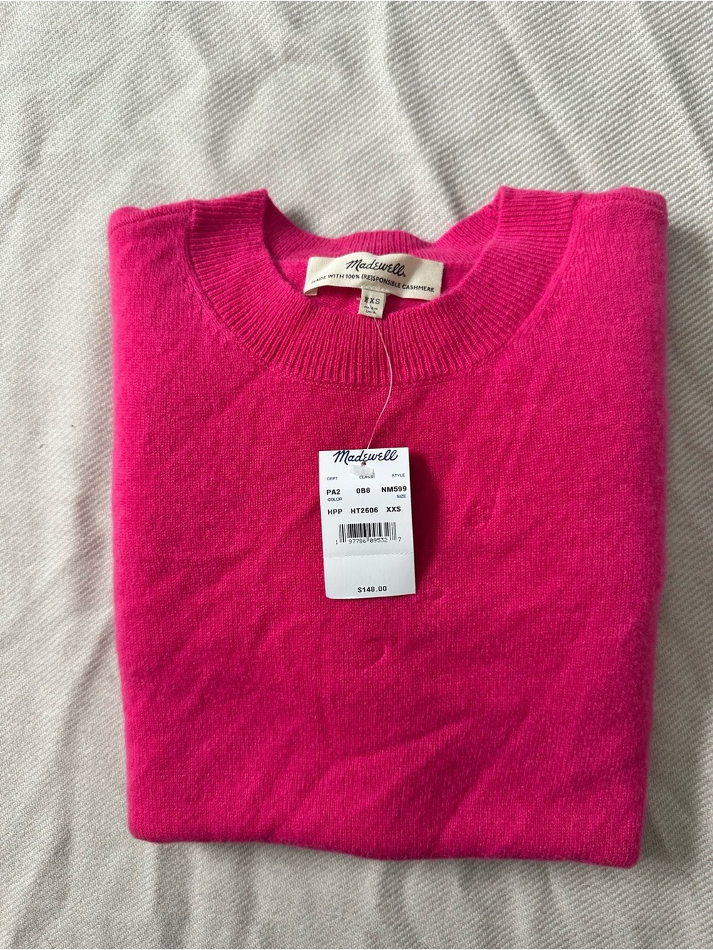 Madewell Crewneck Sweater in Hot Pink